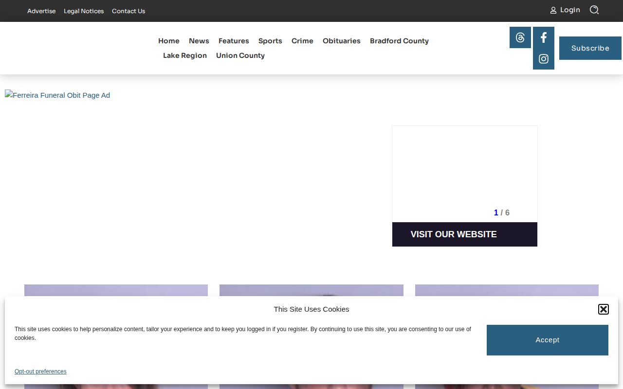 Bradford County Telegraph crime section landing page