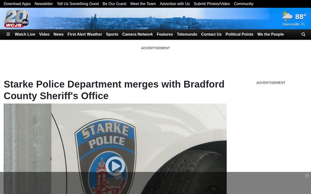 WCJB coverage of the Starke arrest agency merger