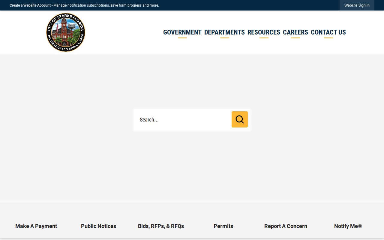 Starke official municipal contact source for arrest record routing